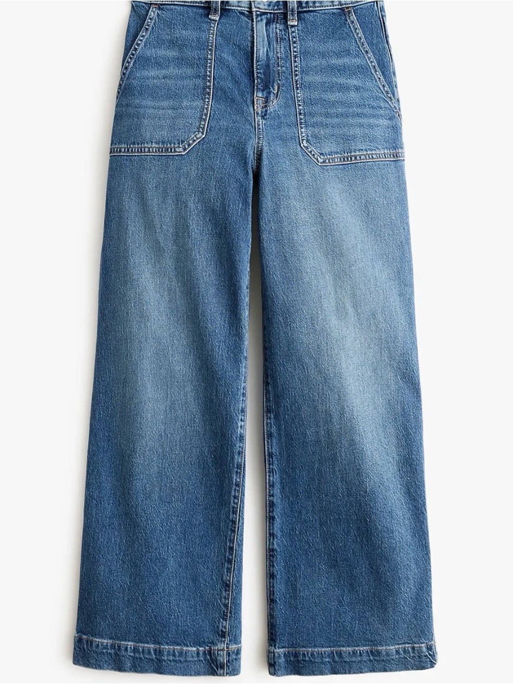 J. Crew Factory Wide-Leg Crop Women's Jeans in Pewter Blue Wash, Size 28